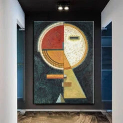 The Division -Hila Creations Shop 100 Handmade Oil Paintings Modern Classic Abstract Geometry Famous Kandinsky Canvas Wall Art Pictures Room Home 5