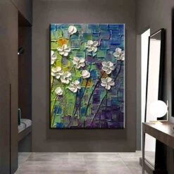 White Flowers On Blue -Hila Creations Shop 15 8