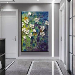 White Flowers On Blue -Hila Creations Shop 15 9