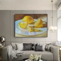 Lemons In The Sun 11 Lemons In The Sun -Hila Creations Shop Classic Hand Painted Lemon Canvas Oil Painting Wall Art High Quality Fruit Pictures For Kitchen Dining