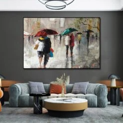 Rainy London -Hila Creations Shop Frameless grande pintura a leo pintados m o impress o moderna pessoas paisagem arte da parede