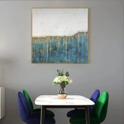 Roots Of Life -Hila Creations Shop Handgemachte Abstrakte lgem lde folie Wand Kunst pciture Moderne Blau Wei Bild Leinwand malerei geschenk Wohnkultur 2