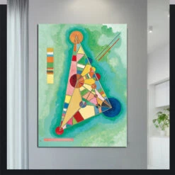 A Three-Sided Story -Hila Creations Shop Handmade Kandinsky Minimalist Geometric Art Oil Paintings Study Porch Corridor Abstract Master Large Wall Pictures Decorative 2