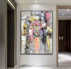 Concrete Philosophy -Hila Creations Shop Handmade obraz olejny oryginalny abstrakcyjny salon zdj cia na cianie pionowe obrazy na p tnie du 3