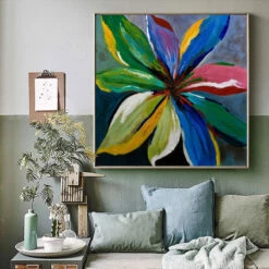 Seeds Of Life -Hila Creations Shop Whosale Handmade Abstrakte blume Malerei Wand Kunst Moderne Leinwand malerei Bunte Blumen Bild Home Decor F 4
