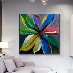 Seeds Of Life -Hila Creations Shop Whosale Handmade Abstrakte blume Malerei Wand Kunst Moderne Leinwand malerei Bunte Blumen Bild Home Decor F 5